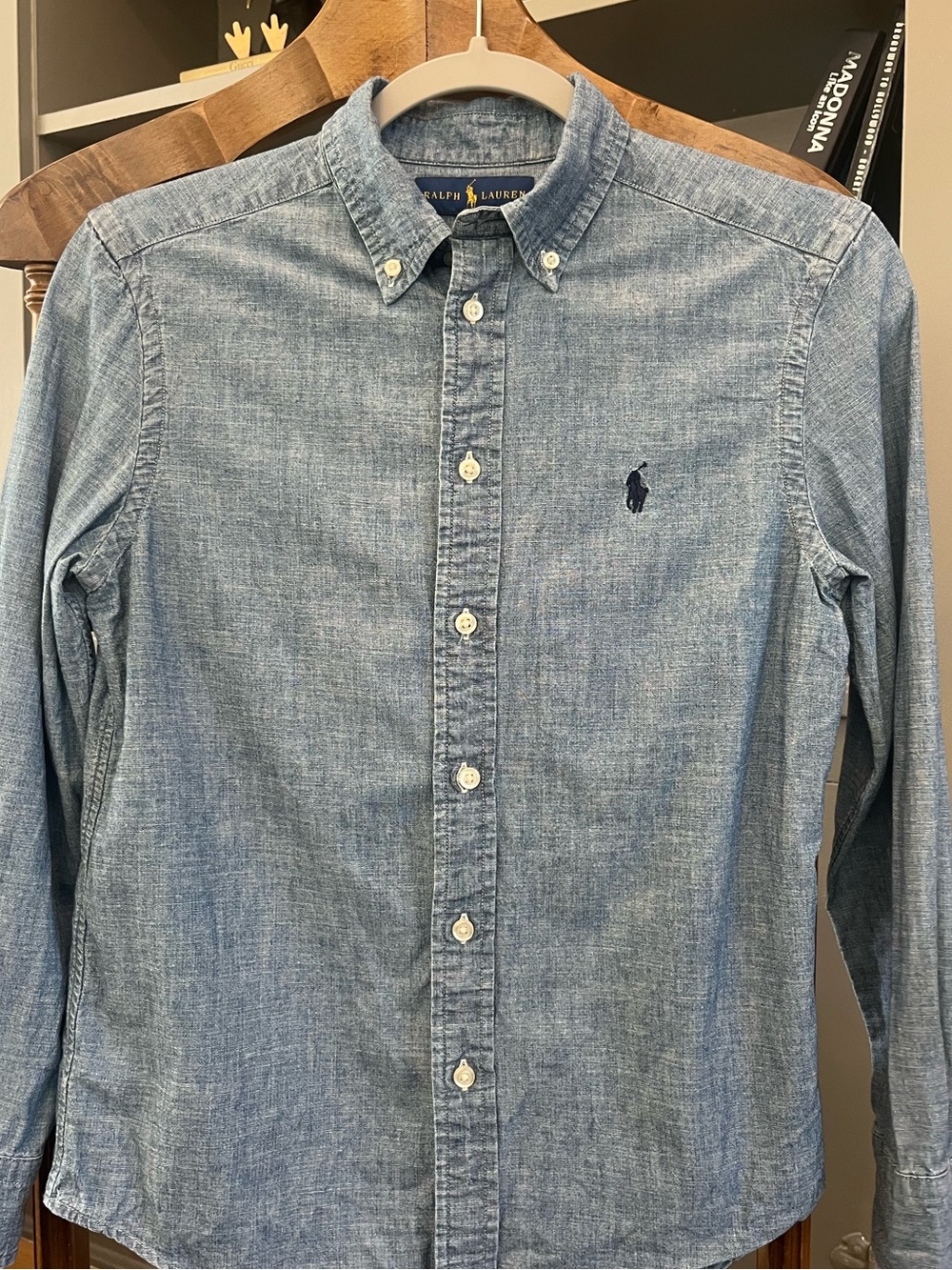 Ralph Lauren 100% Cotton Blue Chambray Button-Down Boy’s Shirt- 10/12